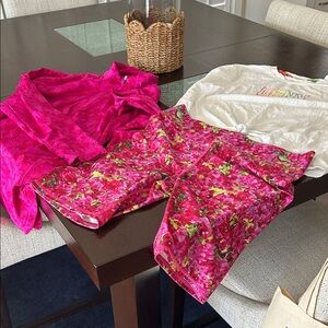 DKNY Hot Pink Floral Athletic Bike Shorts and coordinated tops